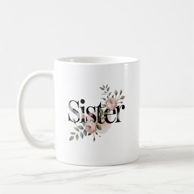 Mug Typographie de la sœur florale Cadeau botanique de (Gauche)