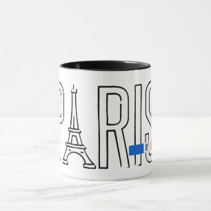 Mug Typographie de la Tour Eiffel à Paris
