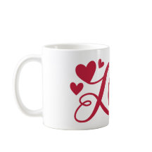 Typographie de l'amour à la main Cœur Rouge