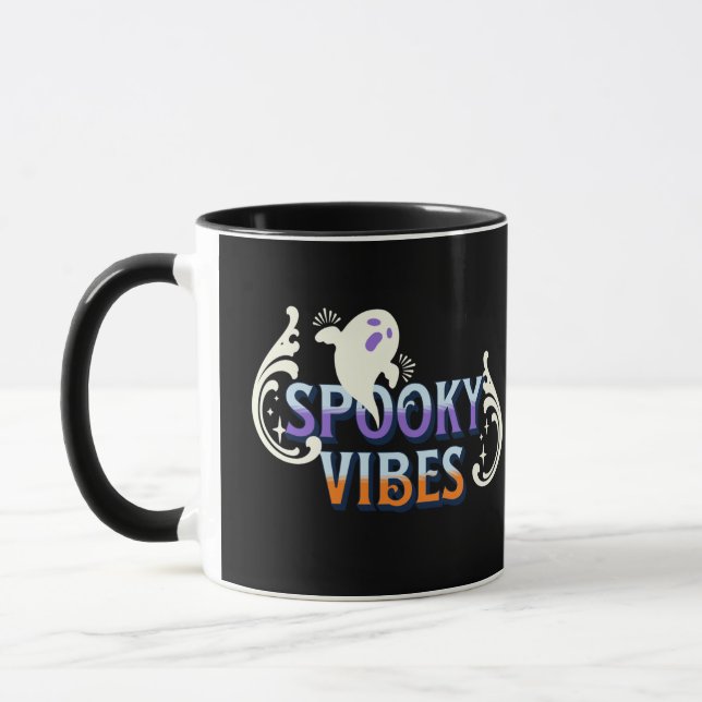 Mug Typographie de lettrage avec fantôme d'Halloween a (Gauche)