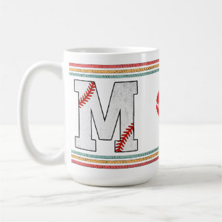Mug Typographie de lettre de baseball rétro vintage M