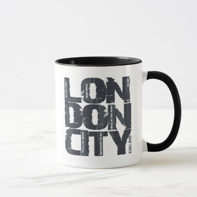 Mug Typographie de Londres, Angleterre (Droite)