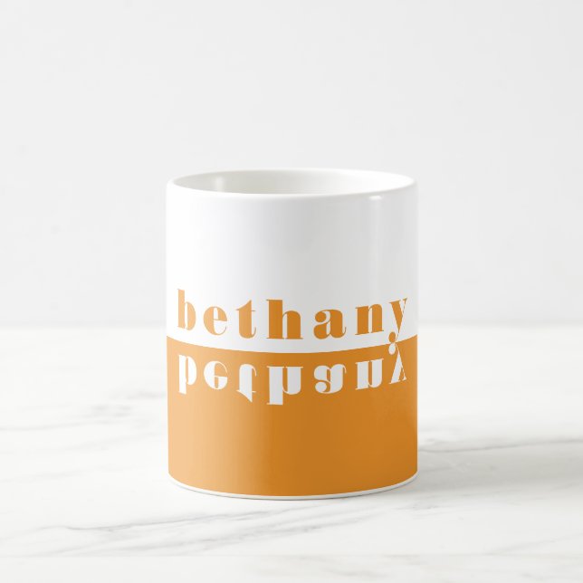 Mug Typographie de miroir de bloc de couleur personnal (Centre)