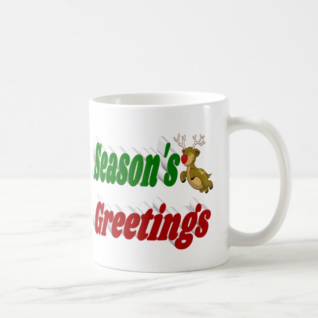 Mug Typographie de Noël de Reindeer Joyeuses Fêtes (Droite)
