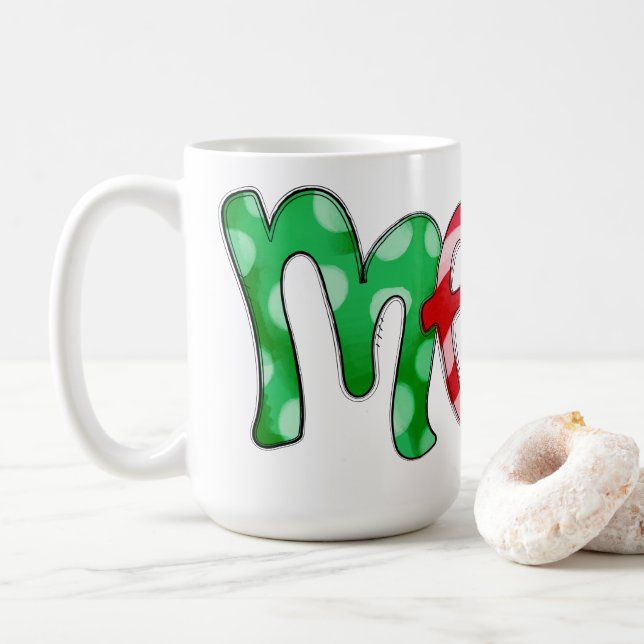 Mug Typographie de Noël Red Green Festive (Avec donut)