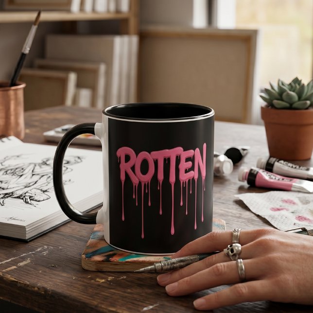 Mug Typographie de texte qui dégouline de rose pourri (Créateur téléchargé)