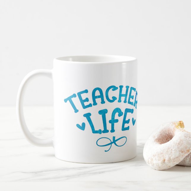 MUG TYPOGRAPHIE DE VIE DE L'ENSEIGNANT (Avec donut)