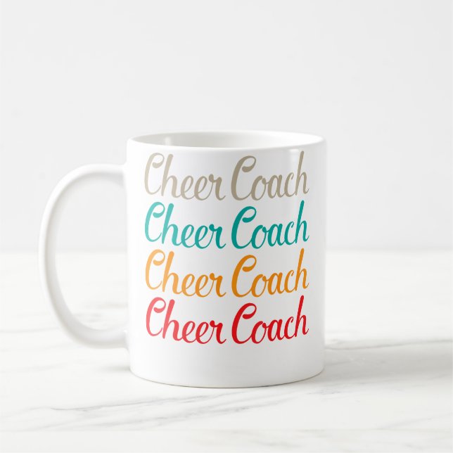 Mug Typographie d'entraîneur de cheer pour l'entrepris (Gauche)