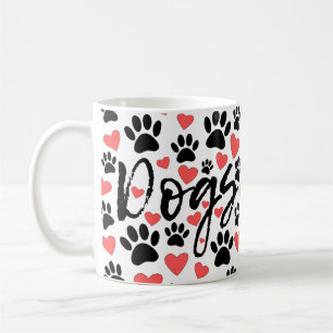 Mug Typographie des Coeurs rouges des Empreintes de pa