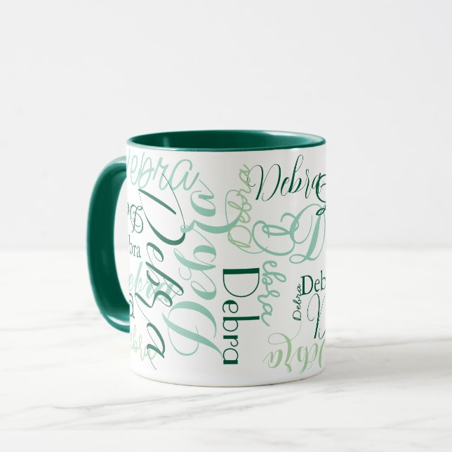 Mug Typographie des noms de combo-Mug verts (Devant gauche)