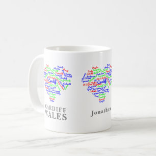 Mug Typographie du nuage du mot Cardiff Wales personna
