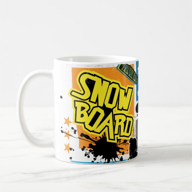 Mug Typographie du snowboard : Arrière - plan d'Extrem (Gauche)
