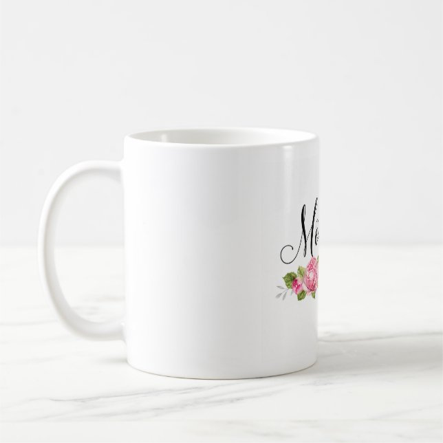 Mug Typographie Élégante Maman avec des Roses (Gauche)