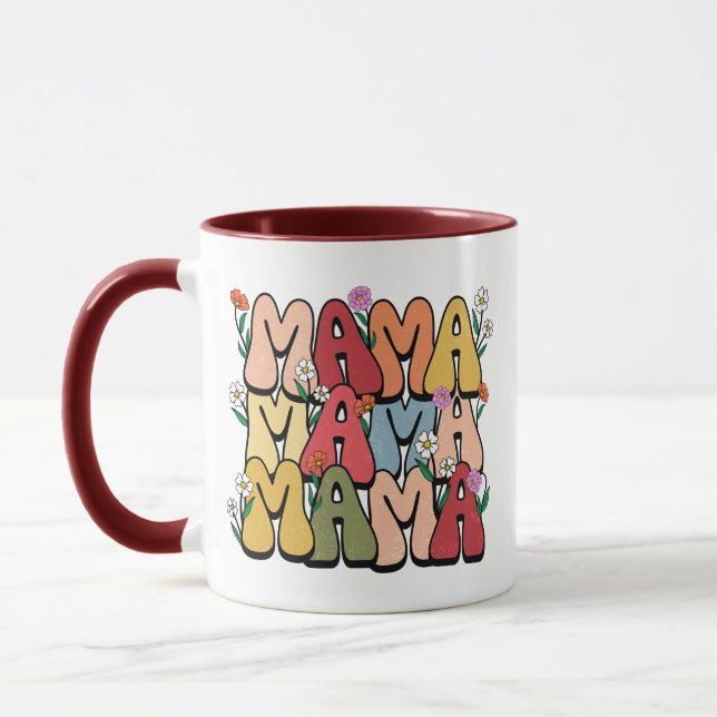 Mug Typographie empilée "Mama" Boho (Gauche)