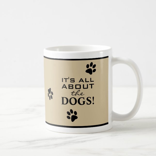 Mug Typographie empreinte de patte de chiot noir migno (Droite)