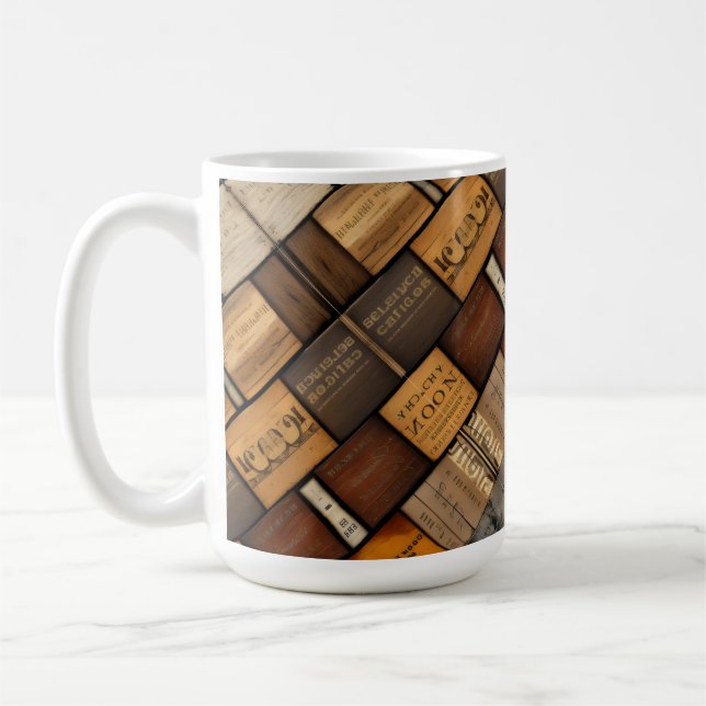 Mug Typographie en bois et collage d'art 2 (Gauche)