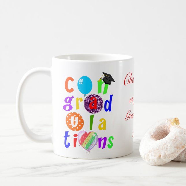 Mug Typographie Félicitations Diplômé (Avec donut)