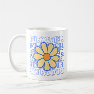 Mug typographie florale bleu rétro amoureux