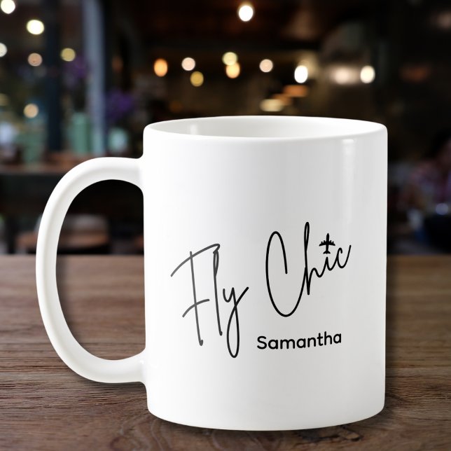 Mug Typographie Fly Chic & Aviation Simple d'Avion (Créateur téléchargé)
