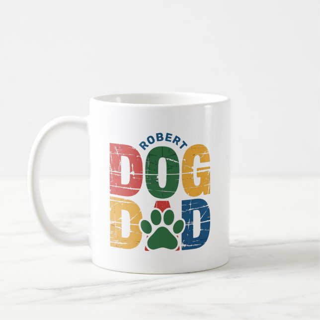 Mug Typographie Grunge Papa Chien (Gauche)