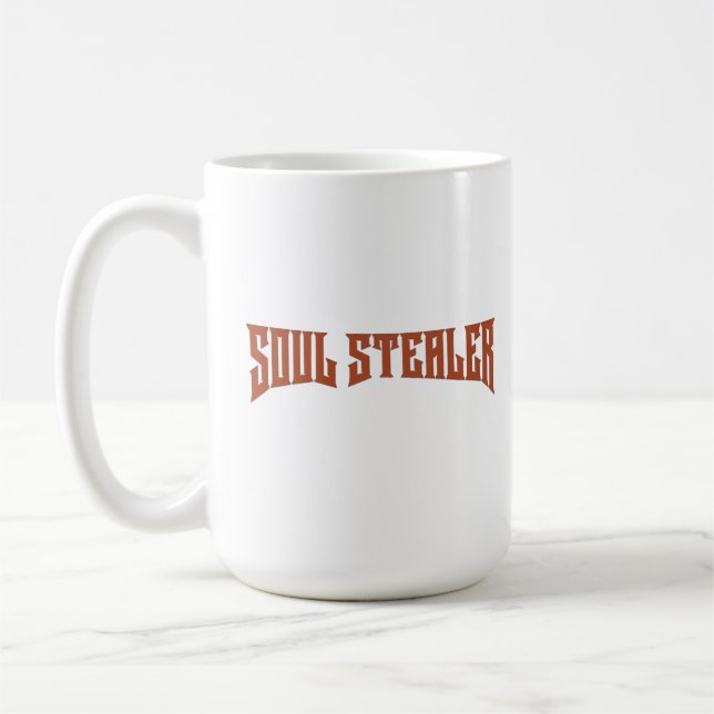 Mug Typographie Heavy Metal de Voleur d'Âme Blonde Rou (Gauche)