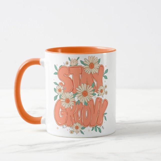 Mug Typographie Hippie Orange Mignonne (Gauche)
