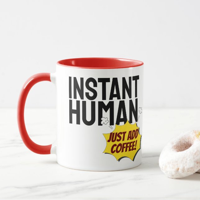 Mug Typographie humaine instantanée moderne Texte noir (Avec donut)
