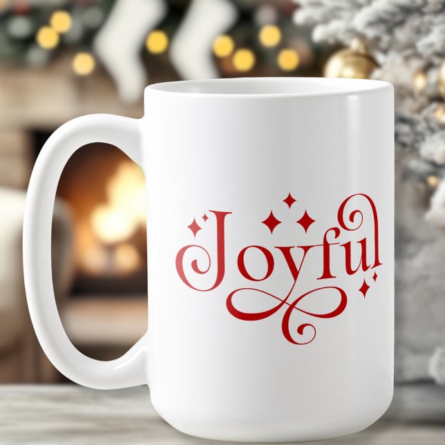 Mug Typographie joyeuse Rouge Blanc (Joyful typography Red White Coffee Mug)