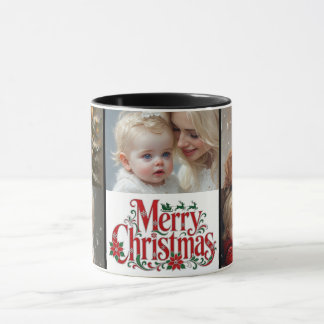 Mug Typographie Joyeux Noël | Collage photo 5 de bébé