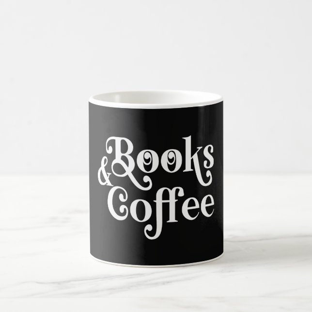 Mug Typographie Livres & Café Noir et Blanc  (Centre)