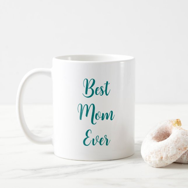 Mug Typographie Lumière Élégante Turquoise Meilleure m (Avec donut)