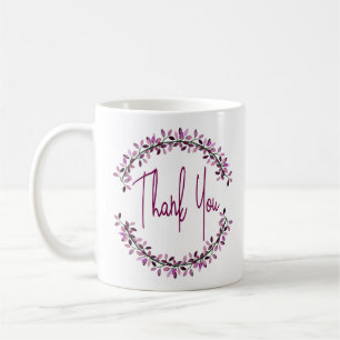 Mug Typographie Merci Simple Feuille Chic Wreath