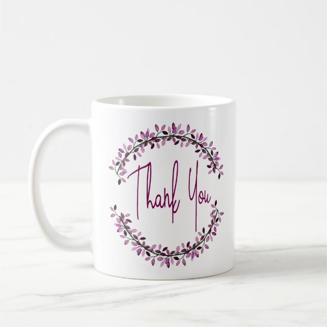 Mug Typographie Merci Simple Feuille Chic Wreath (Gauche)