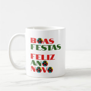 Mug Typographie minimaliste Salutations de Noël portug