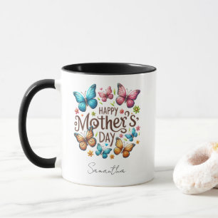 Mug Typographie Moderne Bonne Fête des Mères Nom Perso