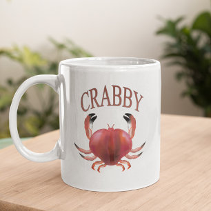 Mug Typographie Moderne Crabe Crabby Marin
