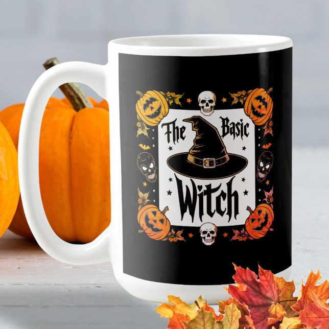Mug Typographie moderne Crânes noirs Halloween sorcier (Créateur téléchargé)