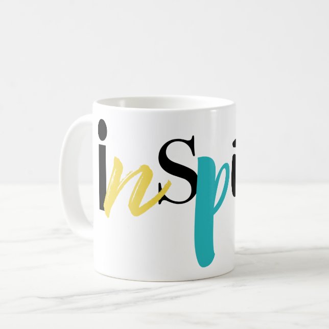 Mug Typographie moderne, créative et joyeuse d'Inspire (Devant gauche)