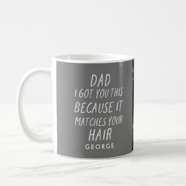 Mug Typographie moderne drôle papa gris cheveux fête d (Gauche)