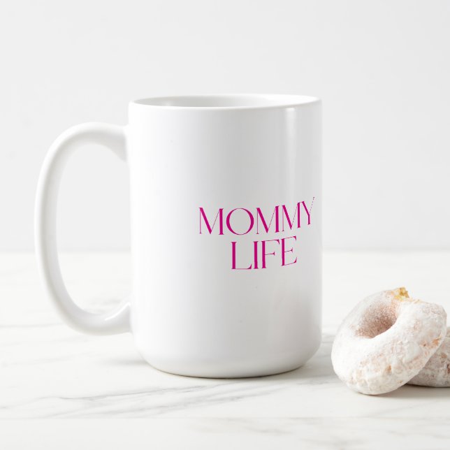 Mug Typographie Moderne et Élégante Vie de Maman Class (Avec donut)