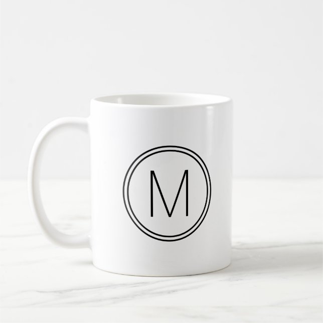 Mug Typographie moderne Monogramme noir et blanc (Gauche)