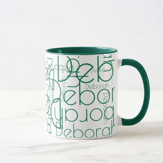 Mug Typographie moderne Nom vert rétro (Droite)