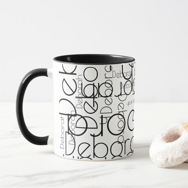 Mug Typographie moderne Retro noir et blanc (Avec donut)