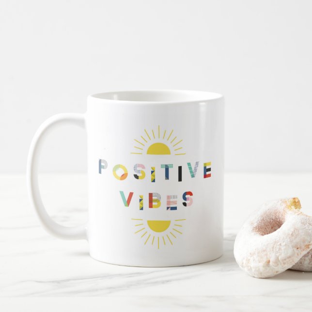 Mug Typographie Motif colorée Vibes positives Moderne (Avec donut)