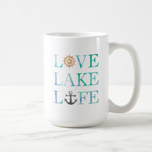Mug Typographie nautique d'aquarelle de la vie de lac