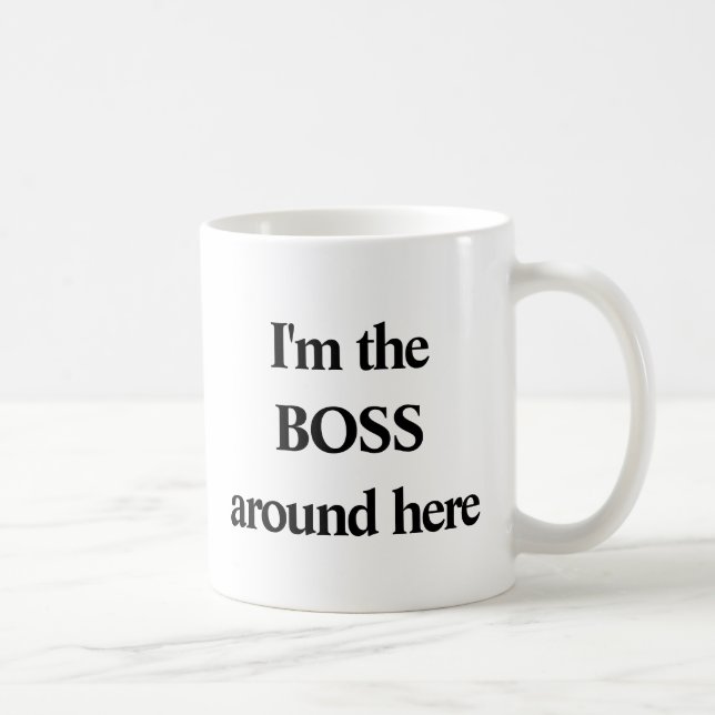 Mug TYPOGRAPHIE NOIRE DRÔLE - Je suis le PATRON ici (Droite)