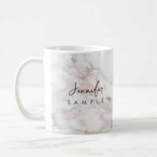 Mug Typographie Nom Rose Gold Marble Modèle Meilleur