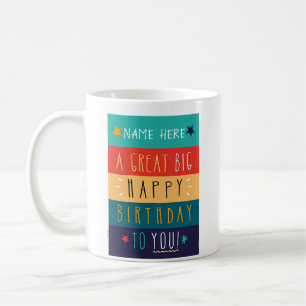Mug Typographie personnalisée colorée Anniversaire