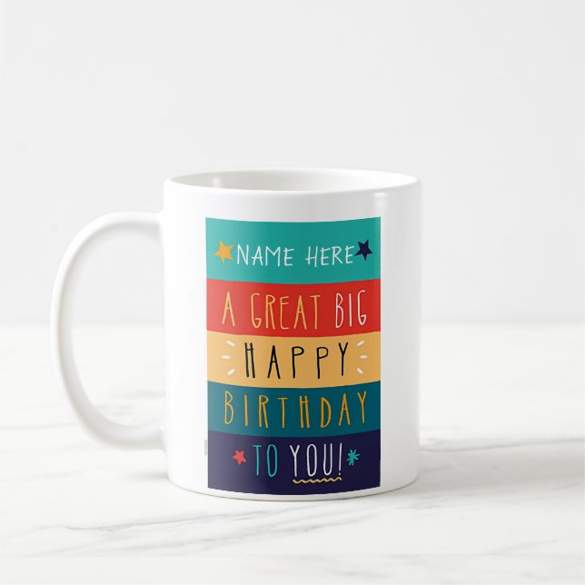 Mug Typographie personnalisée colorée Anniversaire (Gauche)