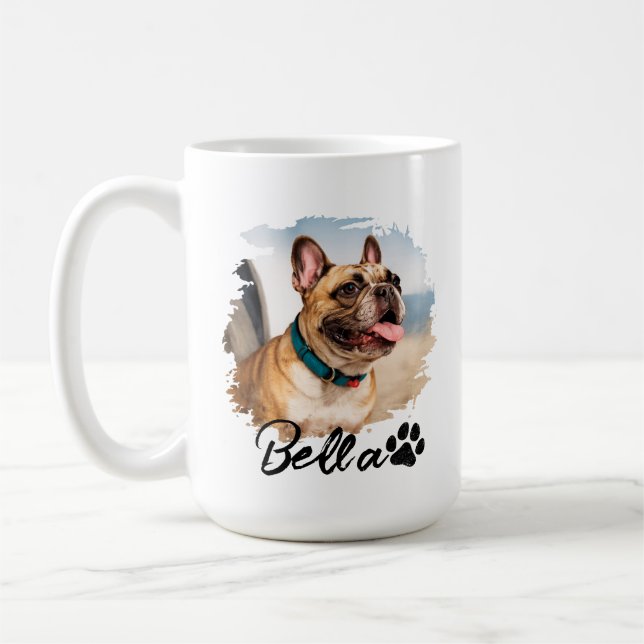 Mug Typographie personnalisée de photo et de nom d'ani (Gauche)
